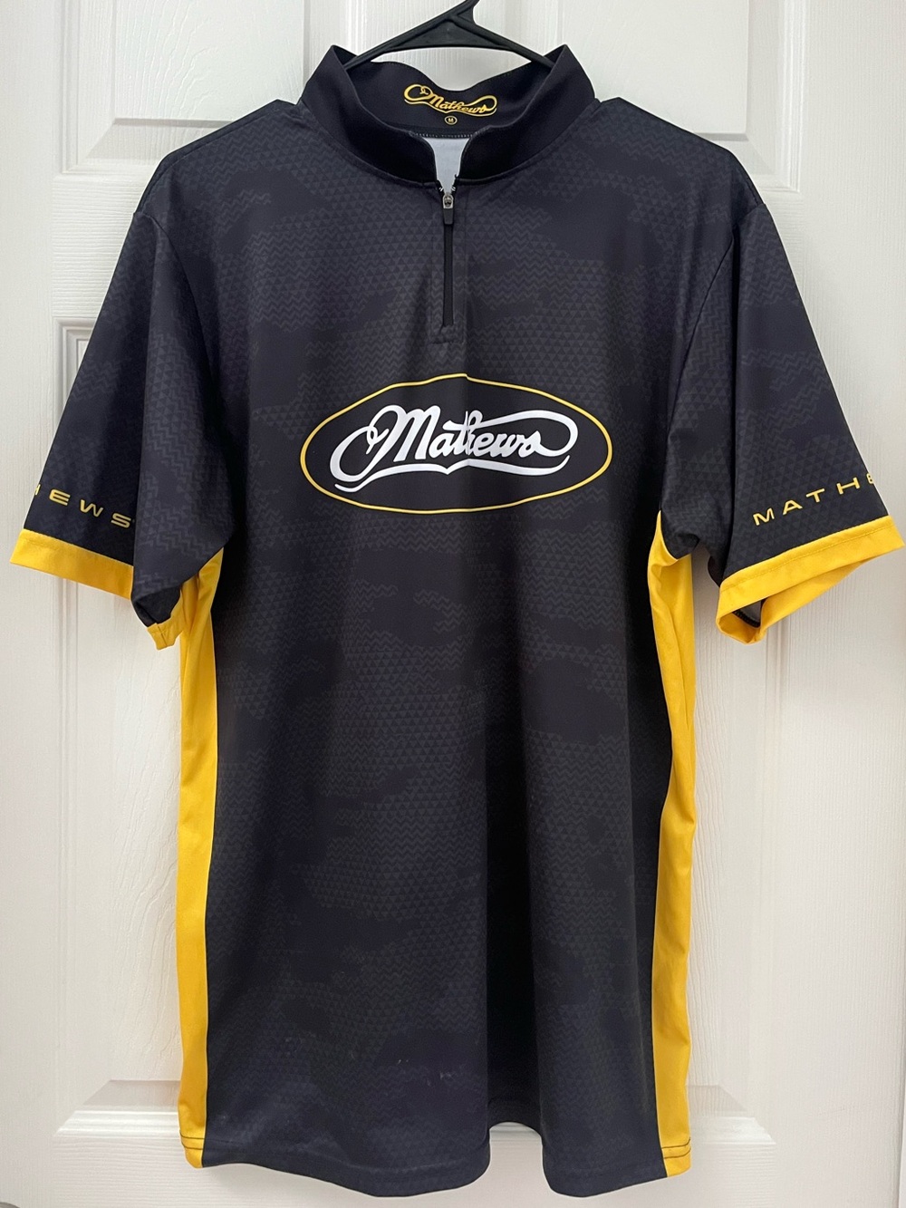 Men’s Mathews Archery Jersey - Black & Yellow Short-Sleeve Performance Shirt